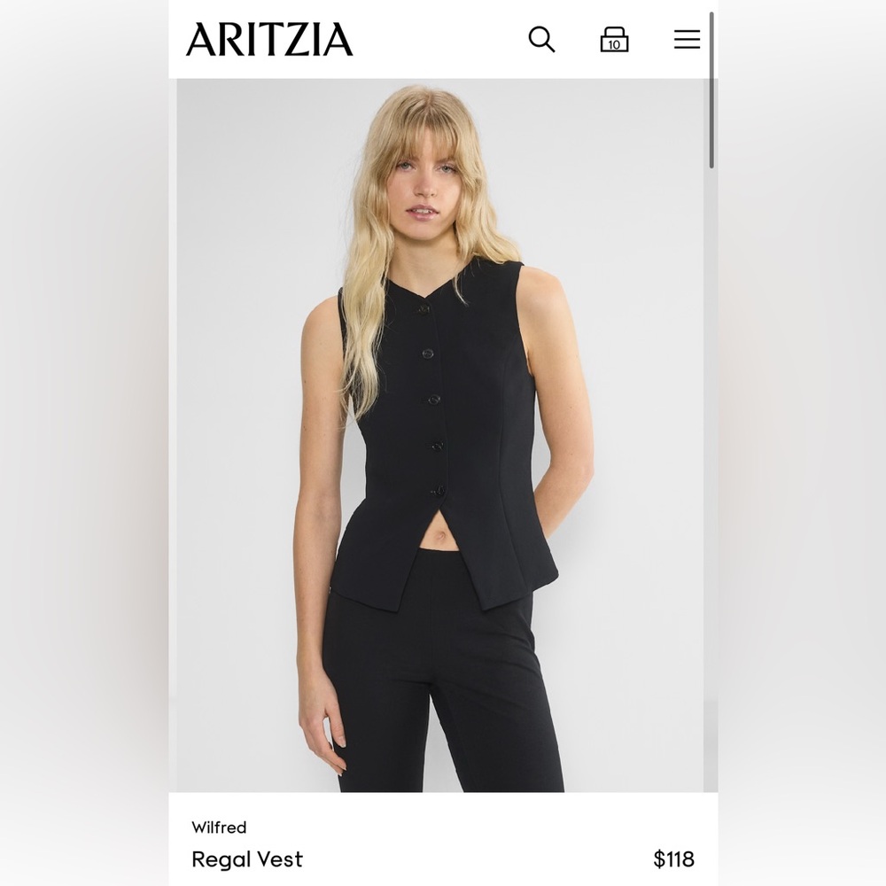 Aritzia Wilfred Regal vest, black, size 2